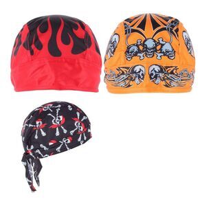 CTM Men's Biker Skull Cap Bundle - 3 Pack